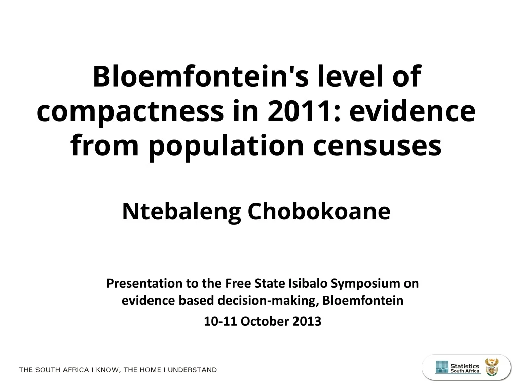 bloemfontein s level of compactness in 2011