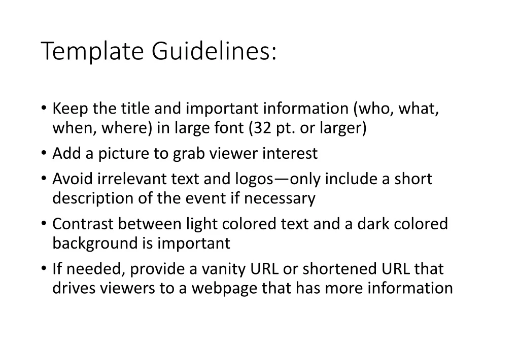 template guidelines