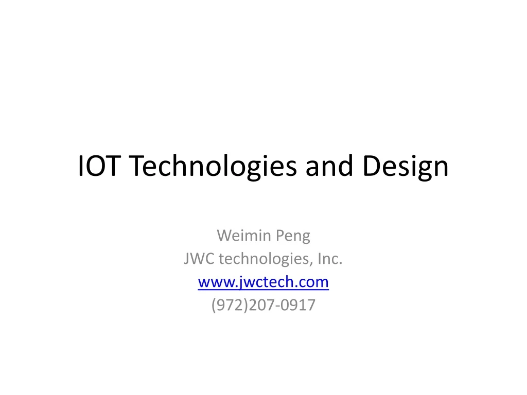 iot technologies and design