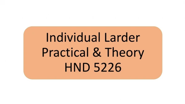 Individual Larder Practical &amp; Theory HND 5226