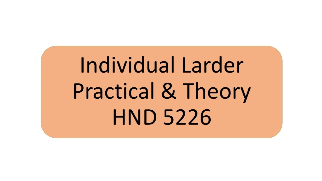 individual larder practical theory hnd 5226
