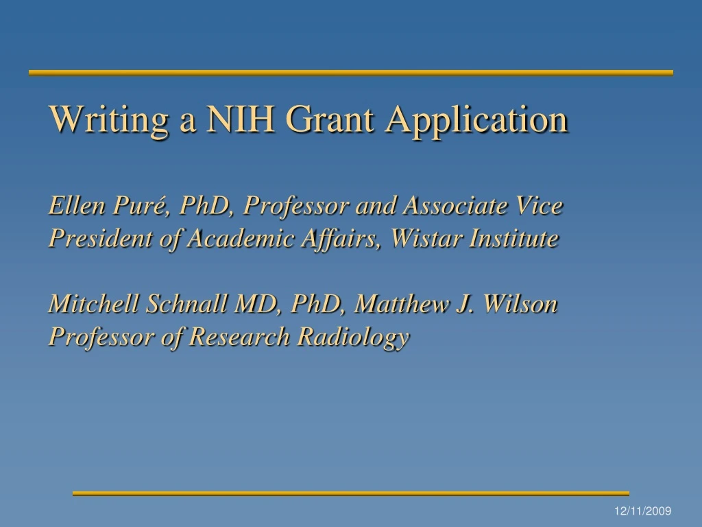writing a nih grant application ellen