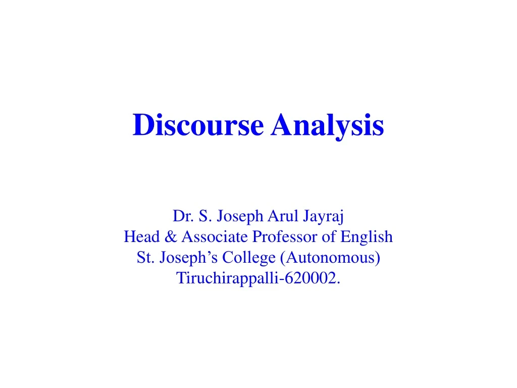 discourse analysis dr s joseph arul jayraj head