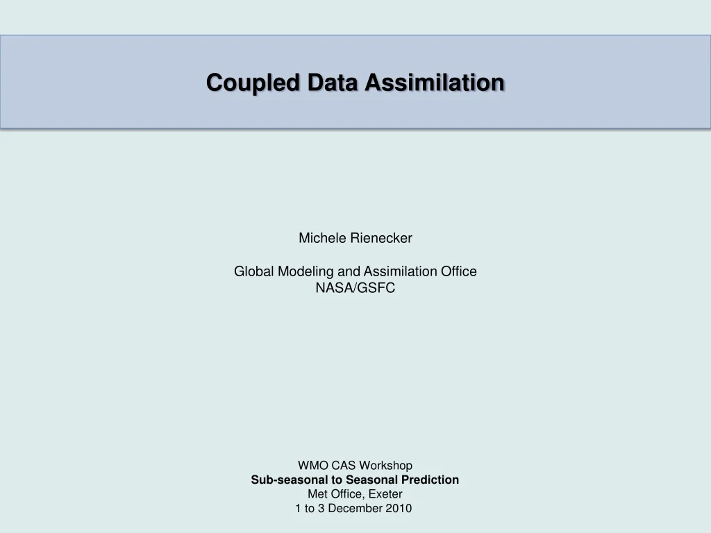coupled data assimilation
