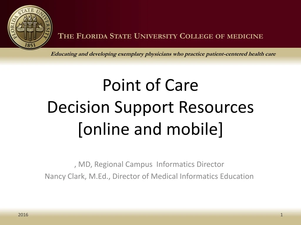 point of care decision support resources online and mobile