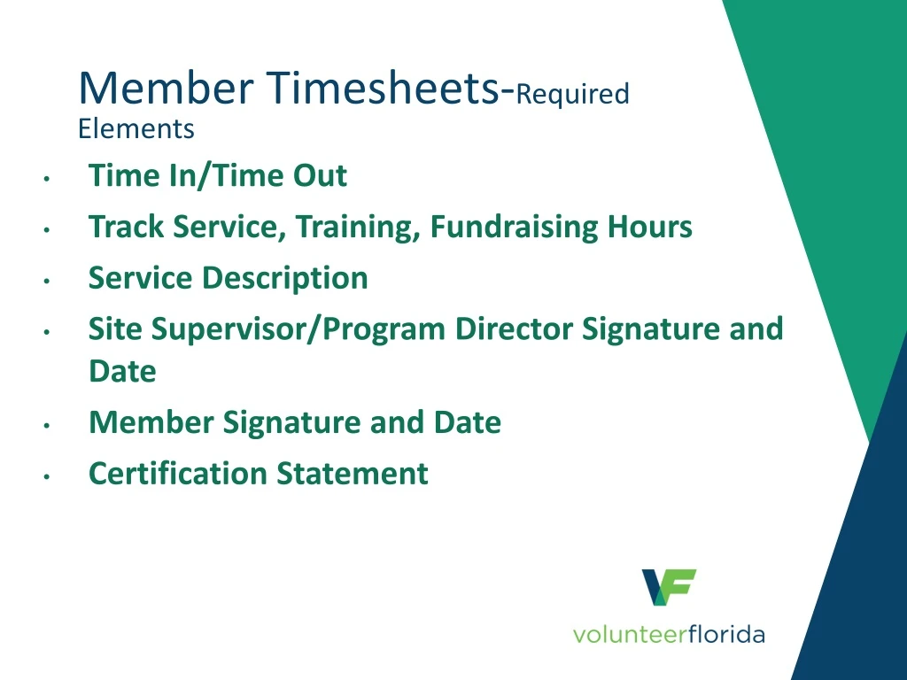 member timesheets required elements