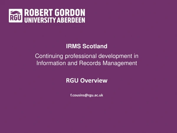 IRMS Scotland Continuing professional development in Information and Records Management