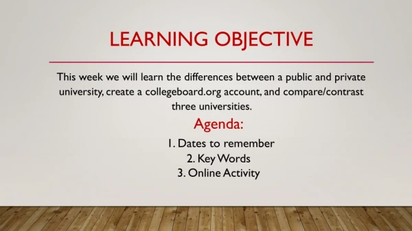 Learning Objective