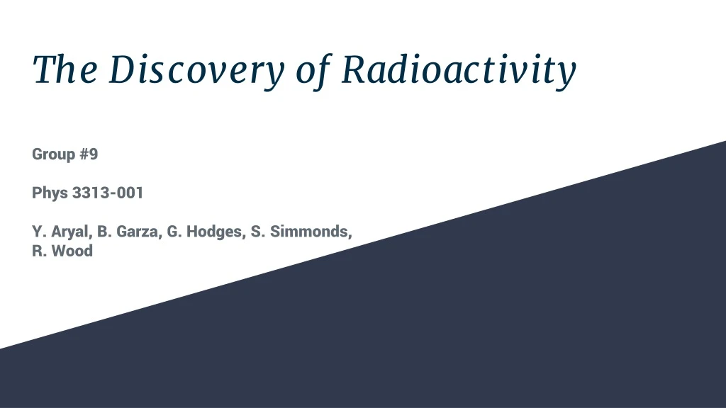 the discovery of radioactivity
