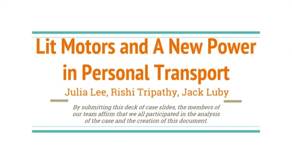 Lit Motors and A New Power in Personal Transport