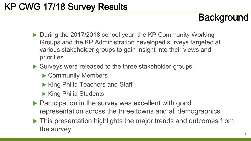 kp cwg 17 18 survey results