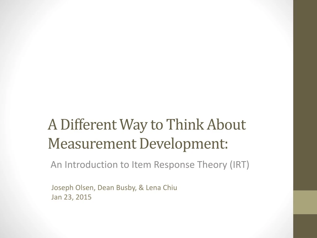 a different way to think about measurement development