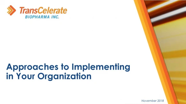 Approaches to Implementing in Your Organization