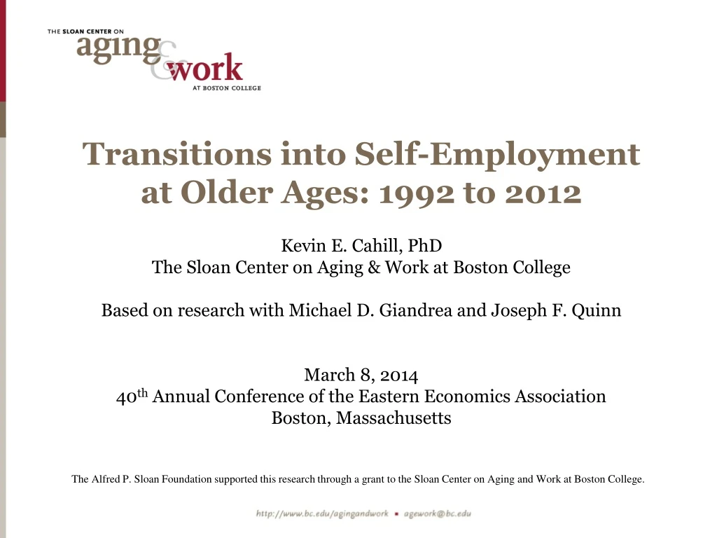 transitions into self employment at older ages
