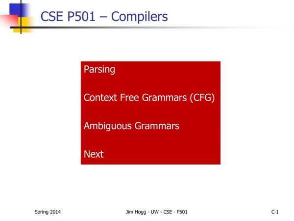 CSE P501 – Compilers