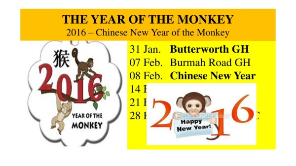 THE YEAR OF THE MONKEY 2016 – Chinese New Year of the Monkey
