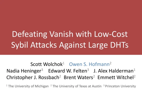 Defeating Vanish with Low-Cost Sybil Attacks Against Large DHTs