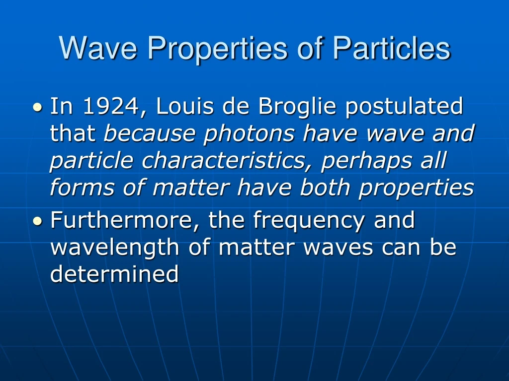 wave properties of particles