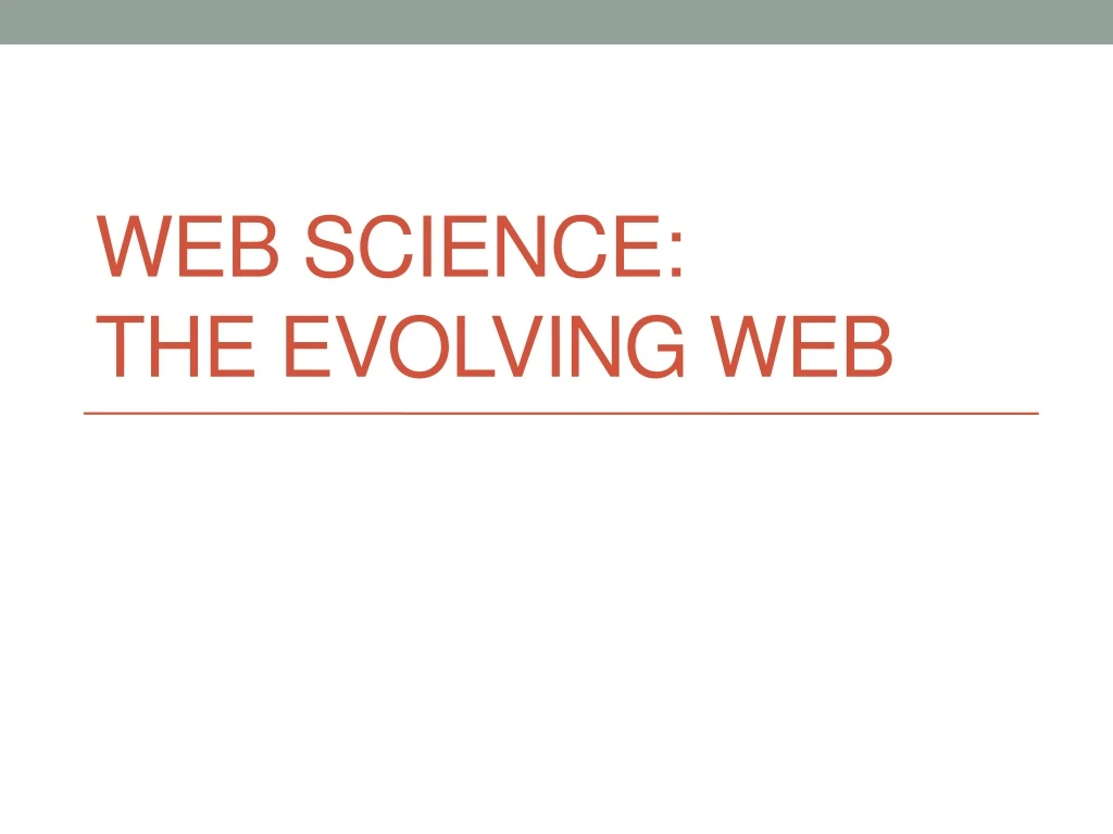 web science the evolving web