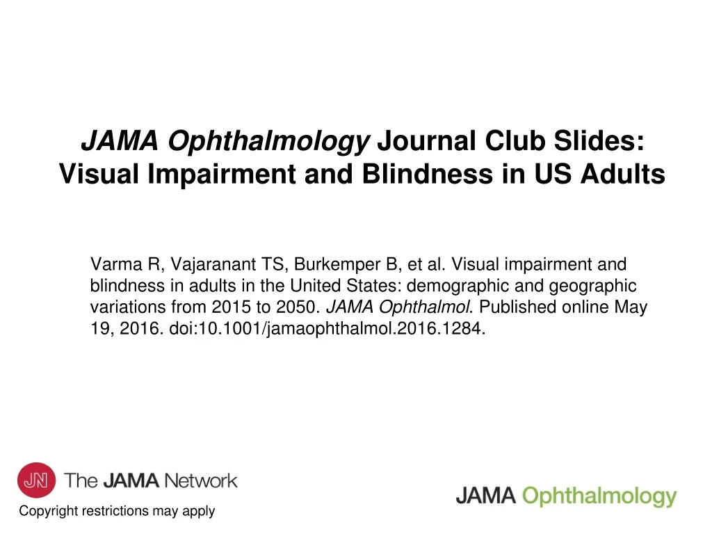 jama ophthalmology journal club slides visual impairment and blindness in us adults