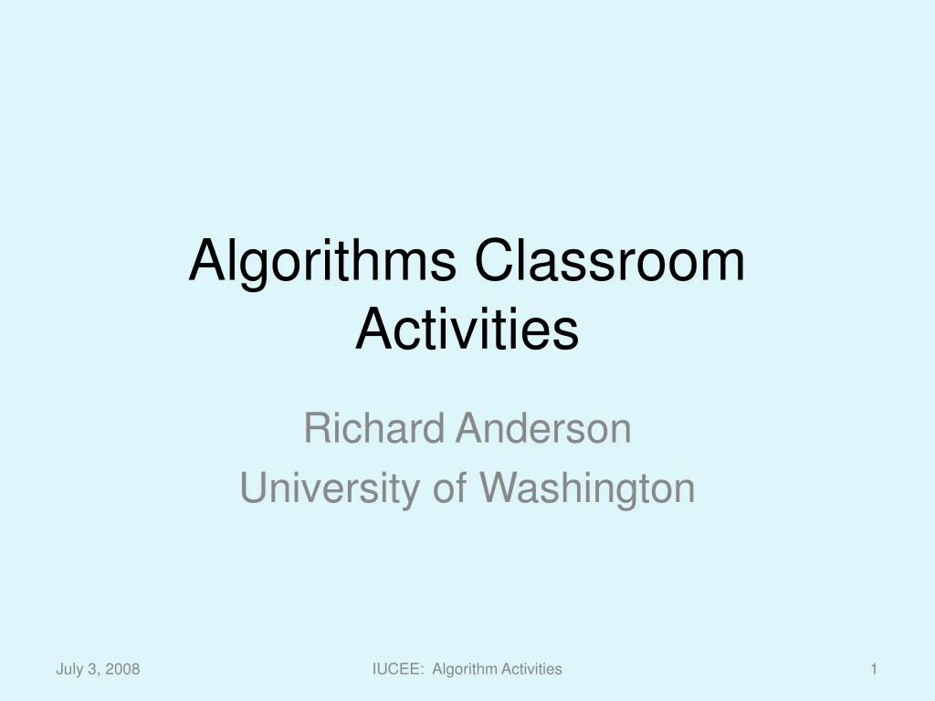 algorithms classroom activities