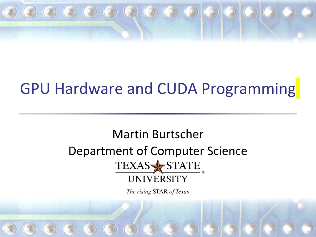 gpu hardware and cuda programming