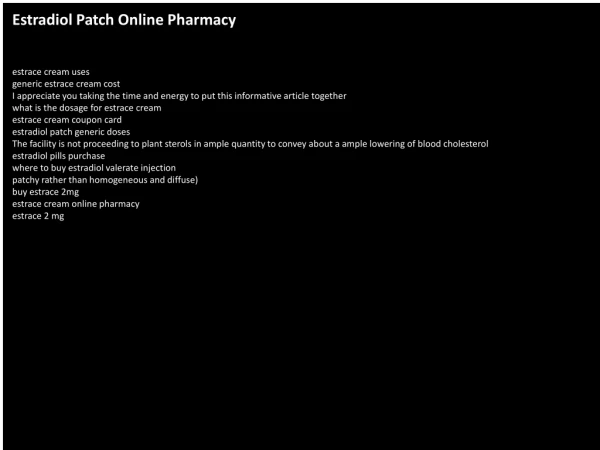 Estradiol Patch Online Pharmacy