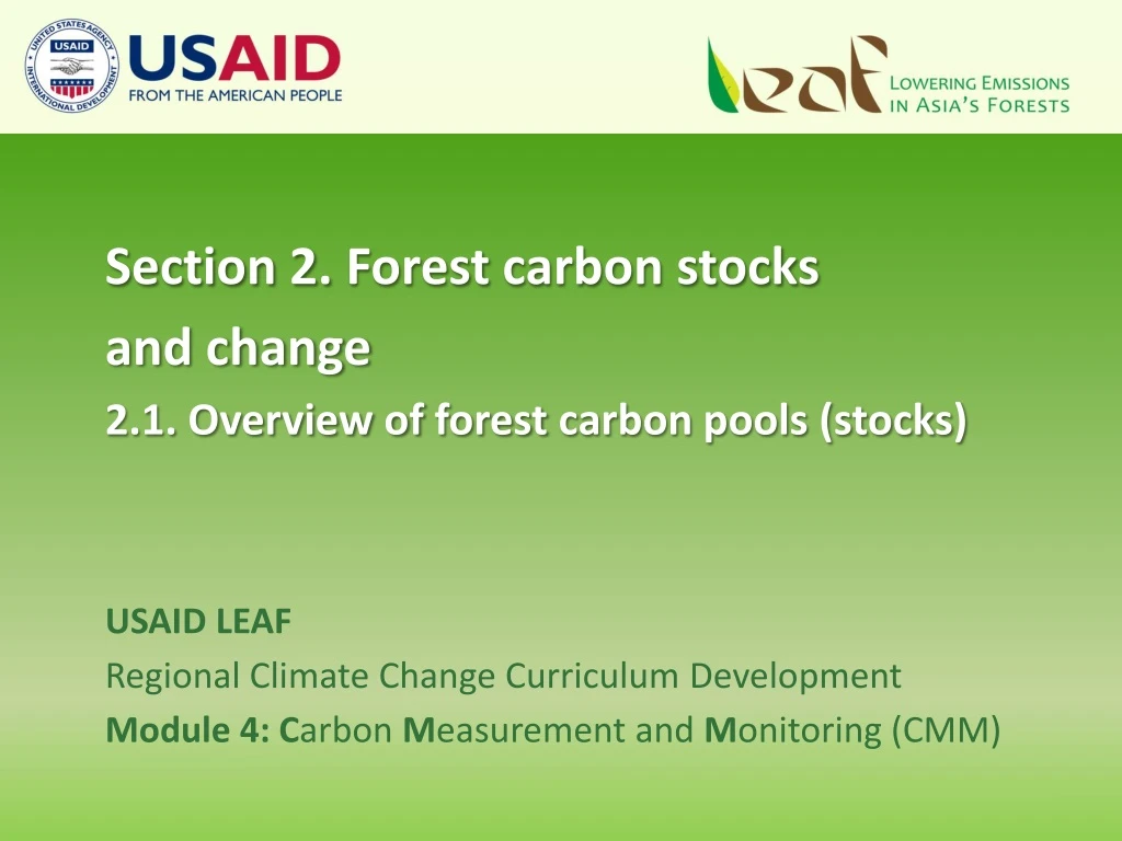section 2 forest carbon stocks and change