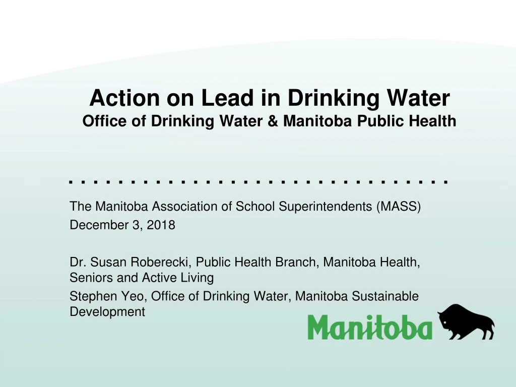 action on lead in drinking water office of drinking water manitoba public health