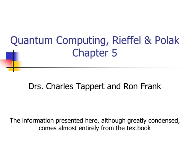 Quantum Computing, Rieffel &amp; Polak Chapter 5