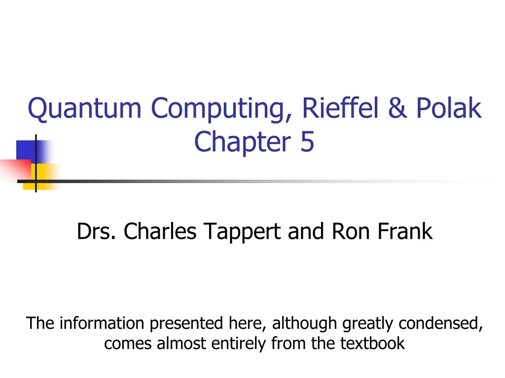 quantum computing rieffel polak chapter 5