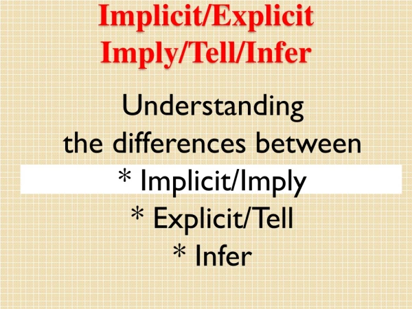 Implicit/Explicit Imply/Tell/ Infer