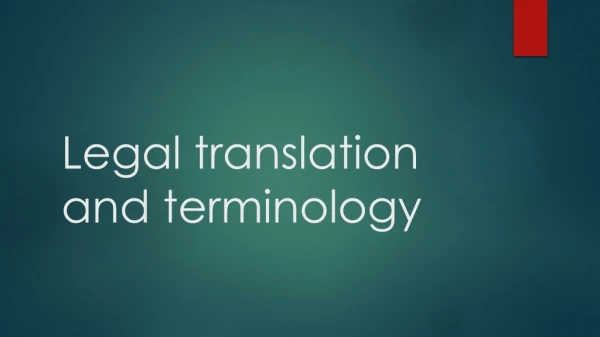 Legal translation and terminology