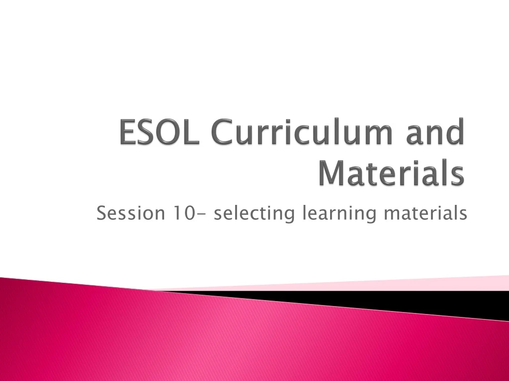 esol curriculum and materials