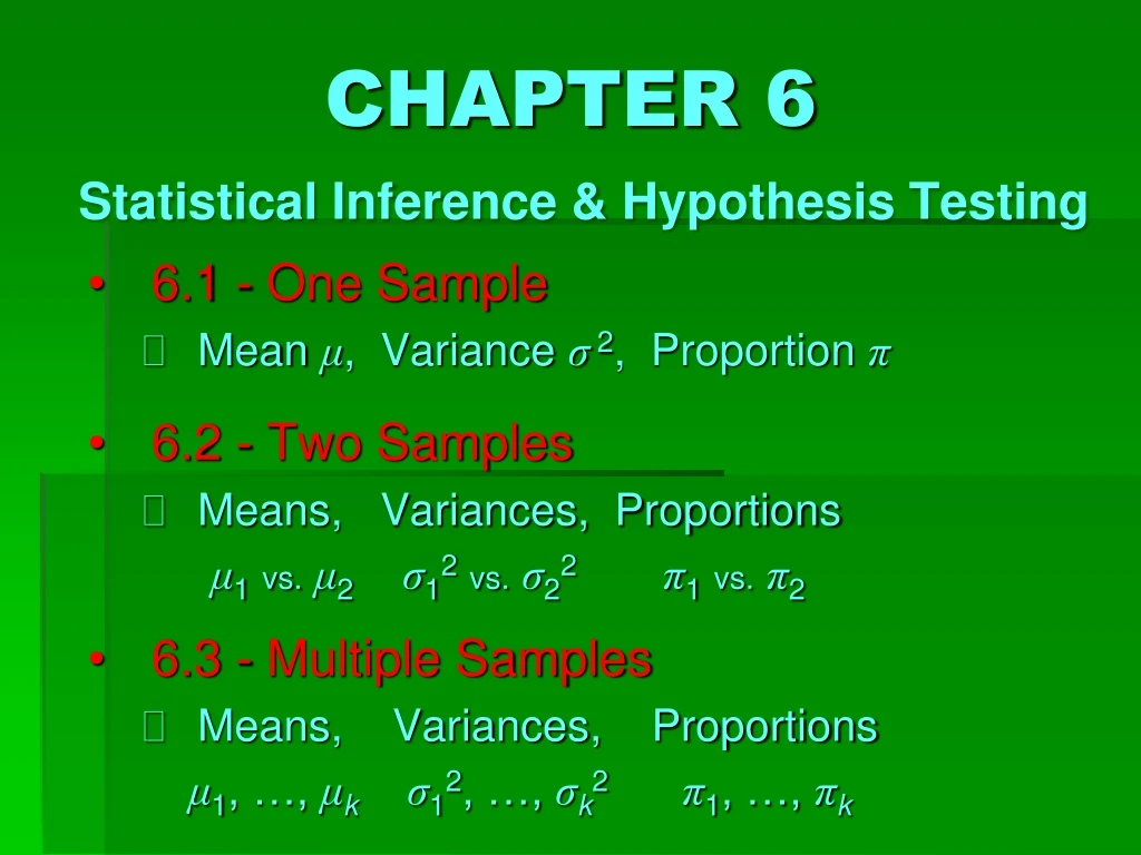 chapter 6 statistical inference hypothesis testing