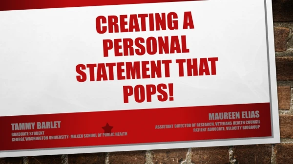 Creating a personal statement that pops!