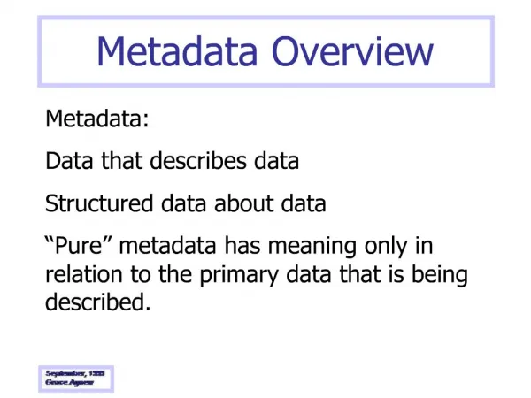 Metadata Overview
