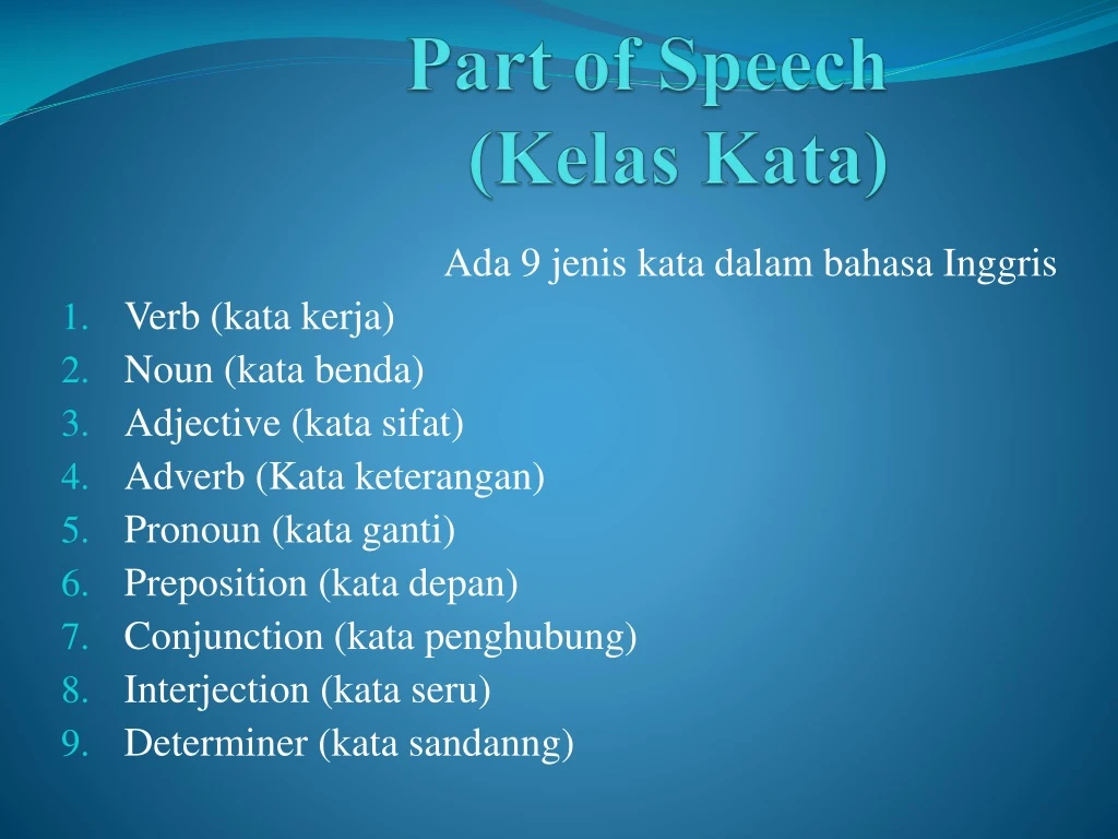 part of speech kelas kata