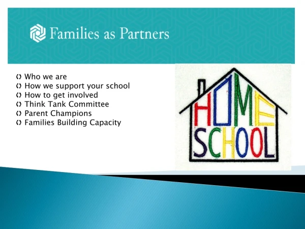 Who we are How we support your school How to get involved Think Tank Committee Parent Champions