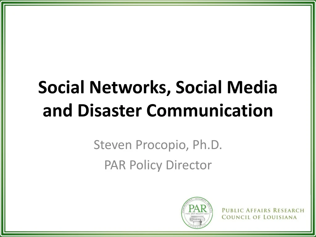 social networks social media and disaster communication