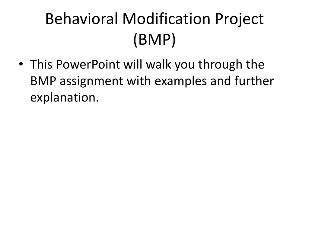 behavioral modification project bmp
