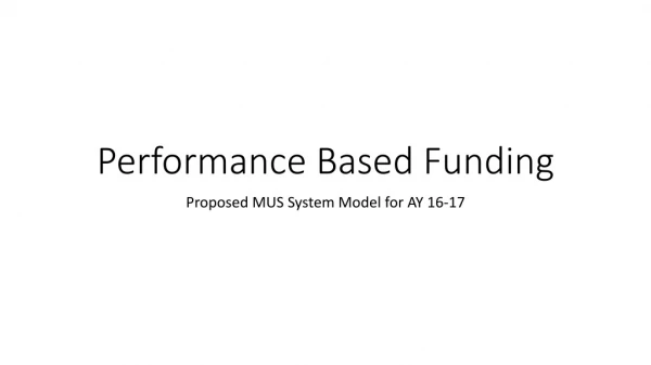 Performance Based Funding