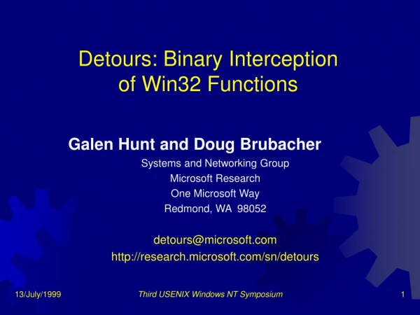 Detours: Binary Interception of Win32 Functions