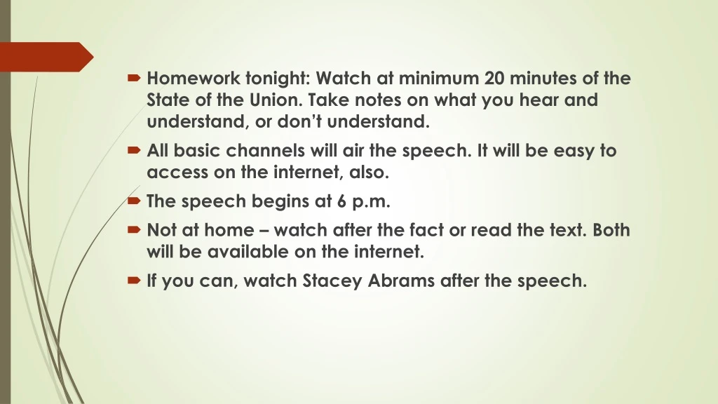 homework tonight watch at minimum 20 minutes