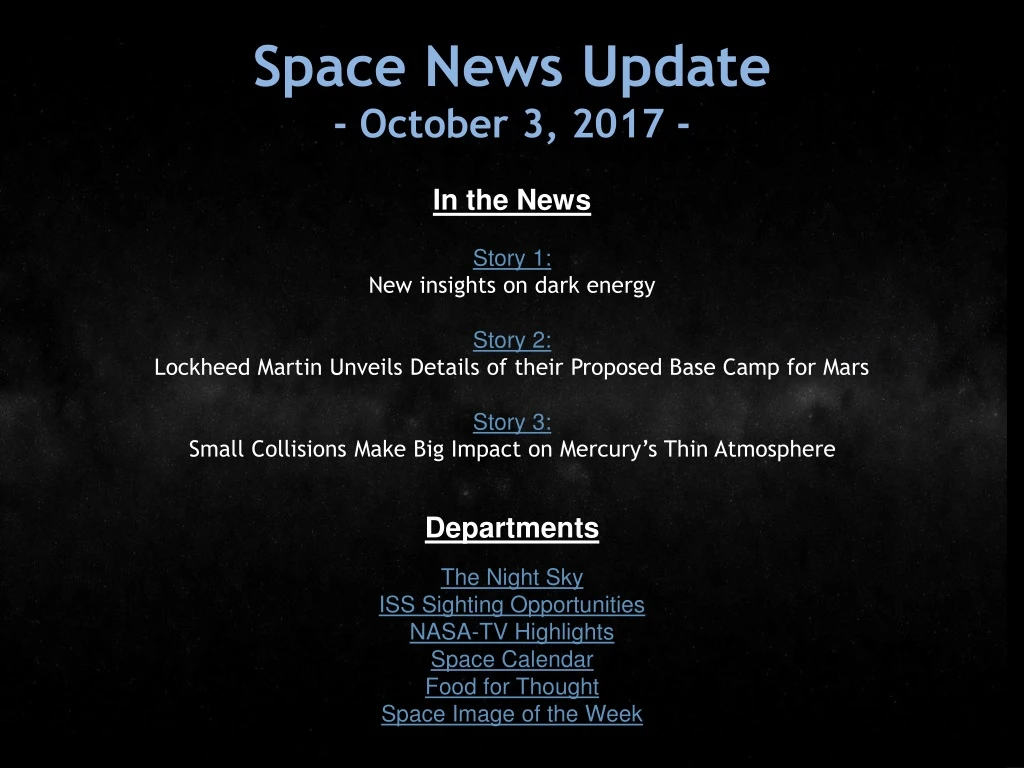 space news update october 3 2017