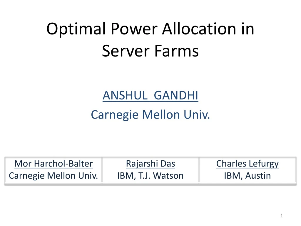 optimal power allocation in server farms