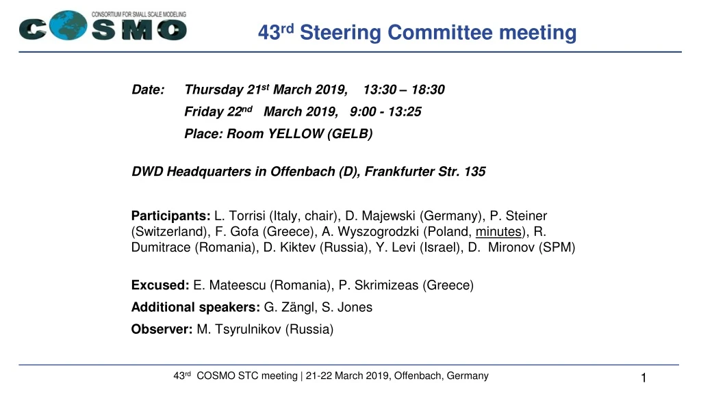 43 rd steering committee meeting