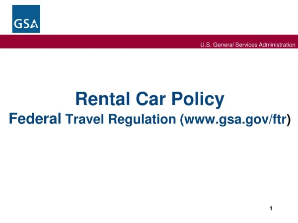 Rental Car Policy Federal Travel Regulation (gsa/ftr )