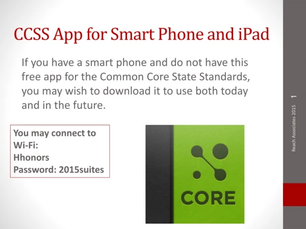 CCSS App for Smart Phone and iPad