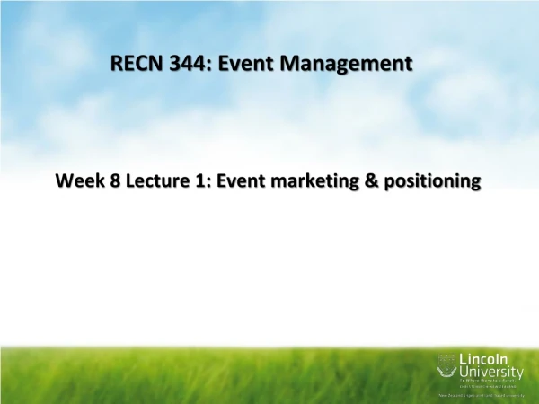 RECN 344: Event Management